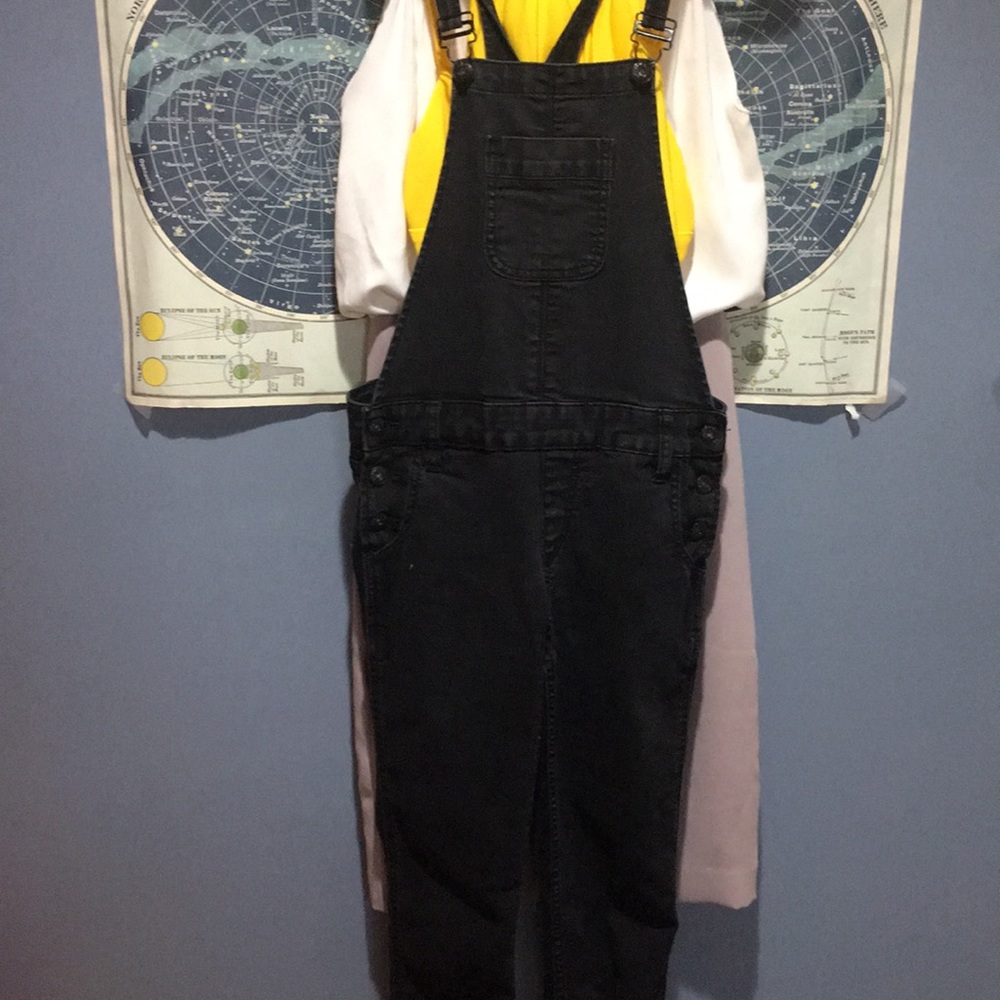 Sneak peak long black overalls